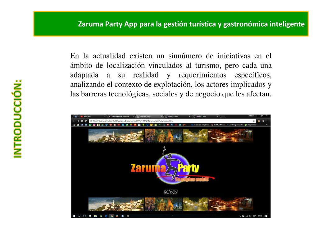 Zaruma Party App para la gestión turística y gastronómica inteligente