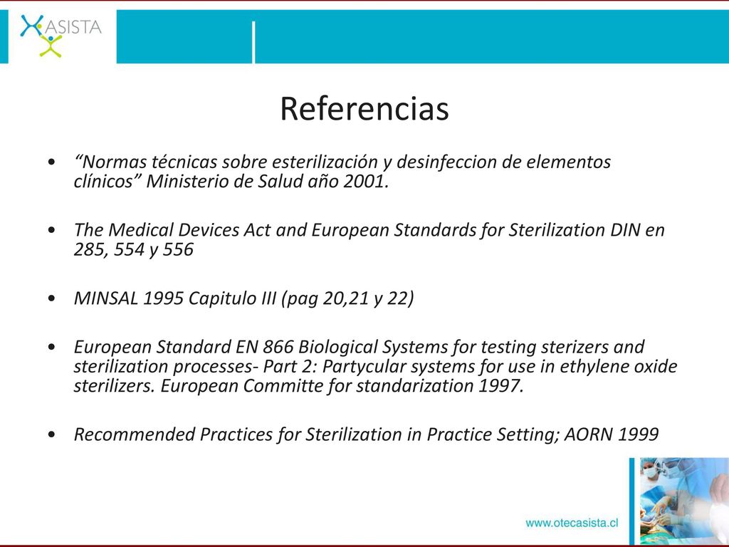 Referencias Normas técnicas sobre esterilización y desinfeccion de elementos clínicos Ministerio de Salud año