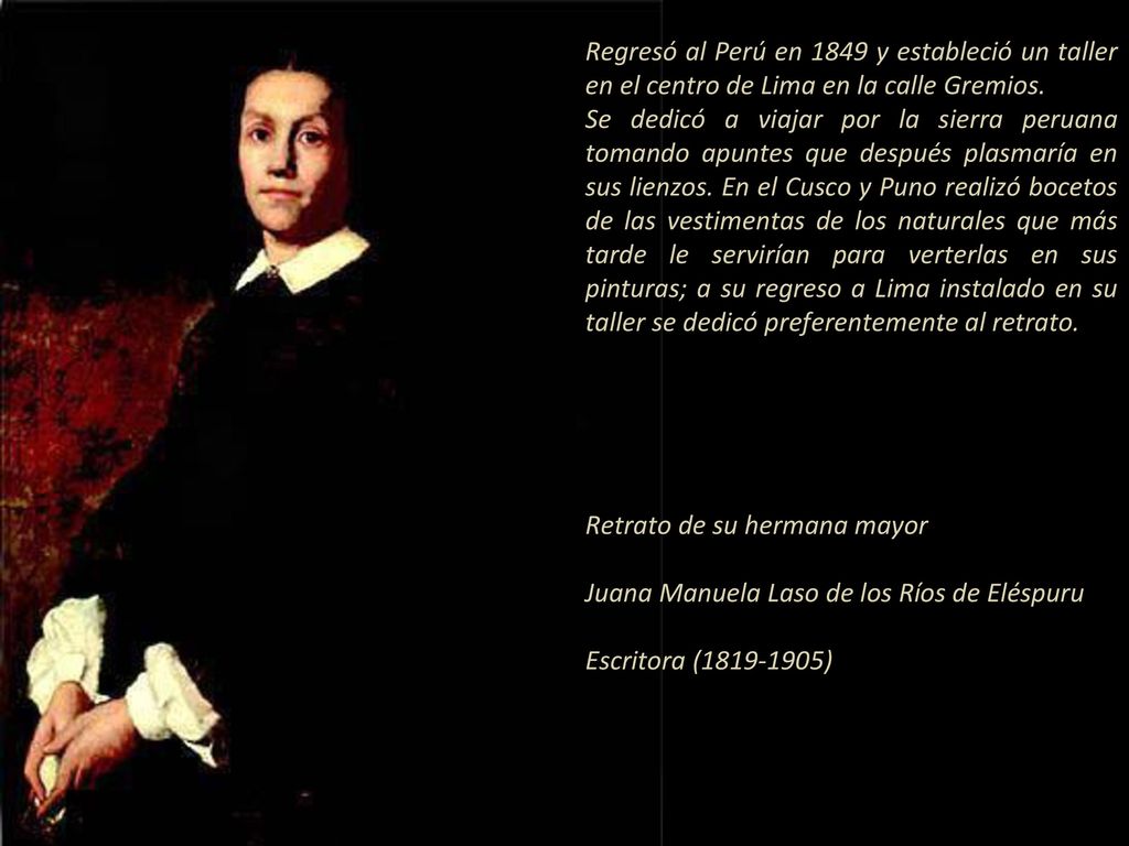 Regresó al Perú en 1849 y estableció un taller en el centro de Lima en la calle Gremios.