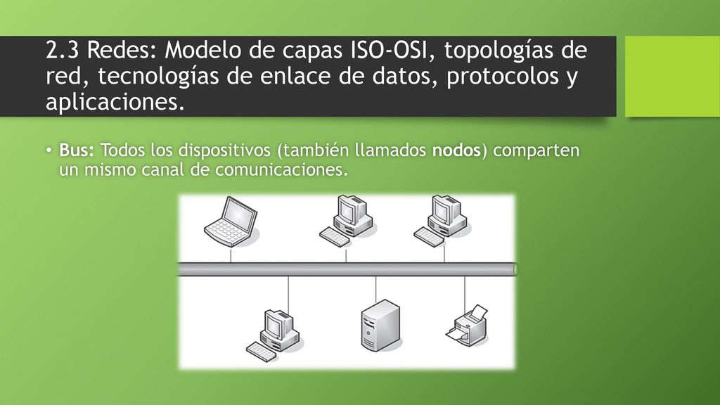 2.3 Redes: Modelo de capas ISO-OSI, topologías de red, tecnologías de enlace de datos, protocolos y aplicaciones.
