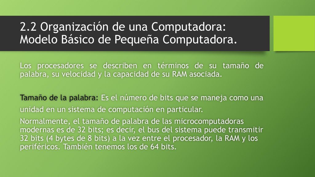 2.2 Organización de una Computadora: Modelo Básico de Pequeña Computadora.