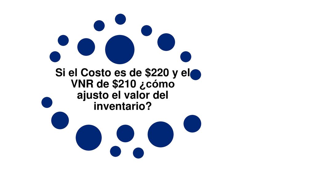 Si el Costo es de $220 y el VNR de $210 ¿cómo ajusto el valor del inventario