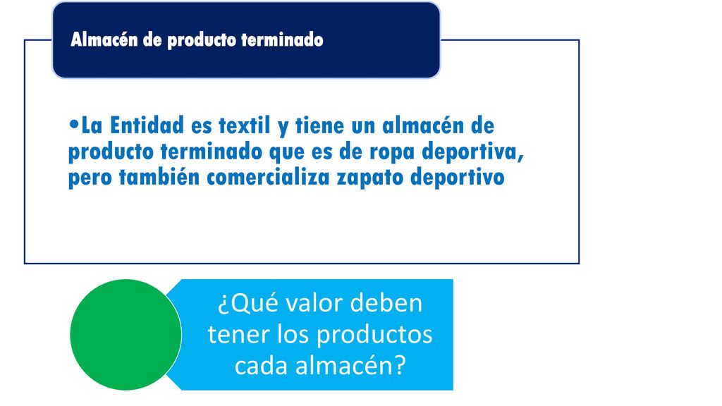 ¿Qué valor deben tener los productos cada almacén