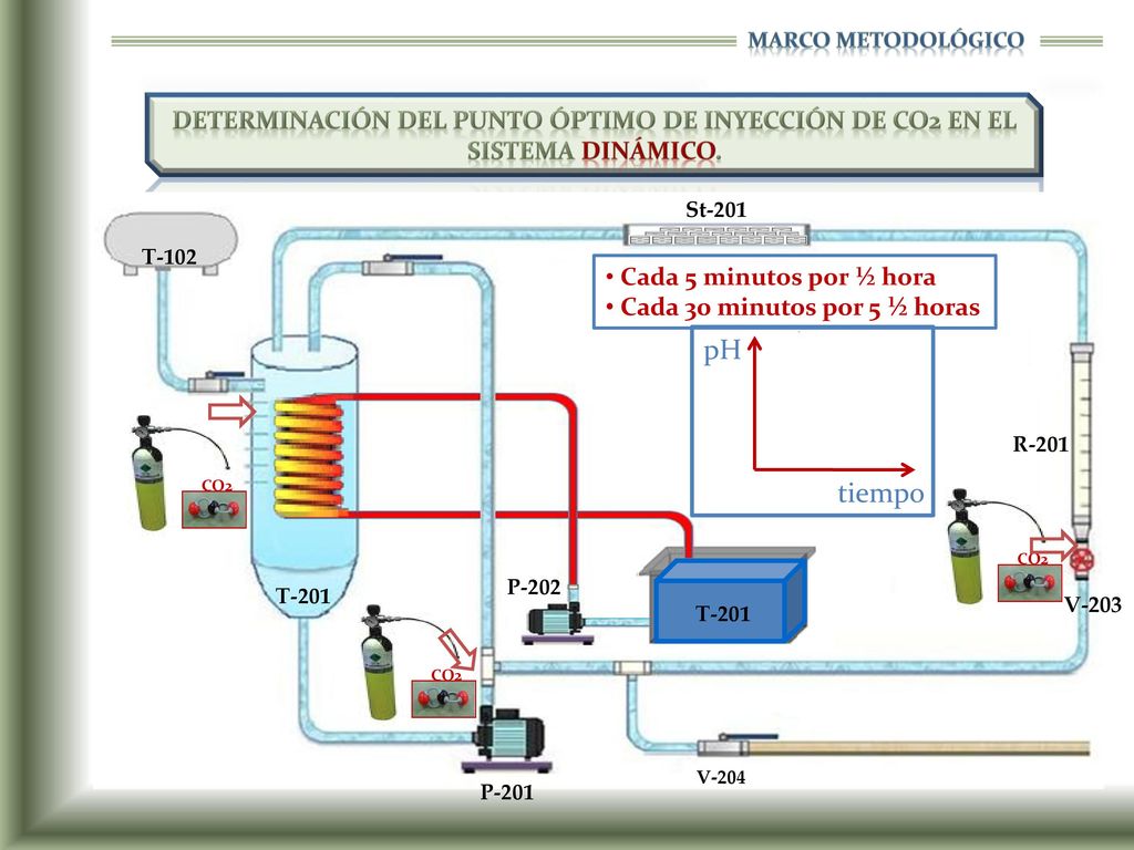 Marco Metodológico Determinación del punto óptimo de inyección de CO2 en el sistema dinámico. St-201.