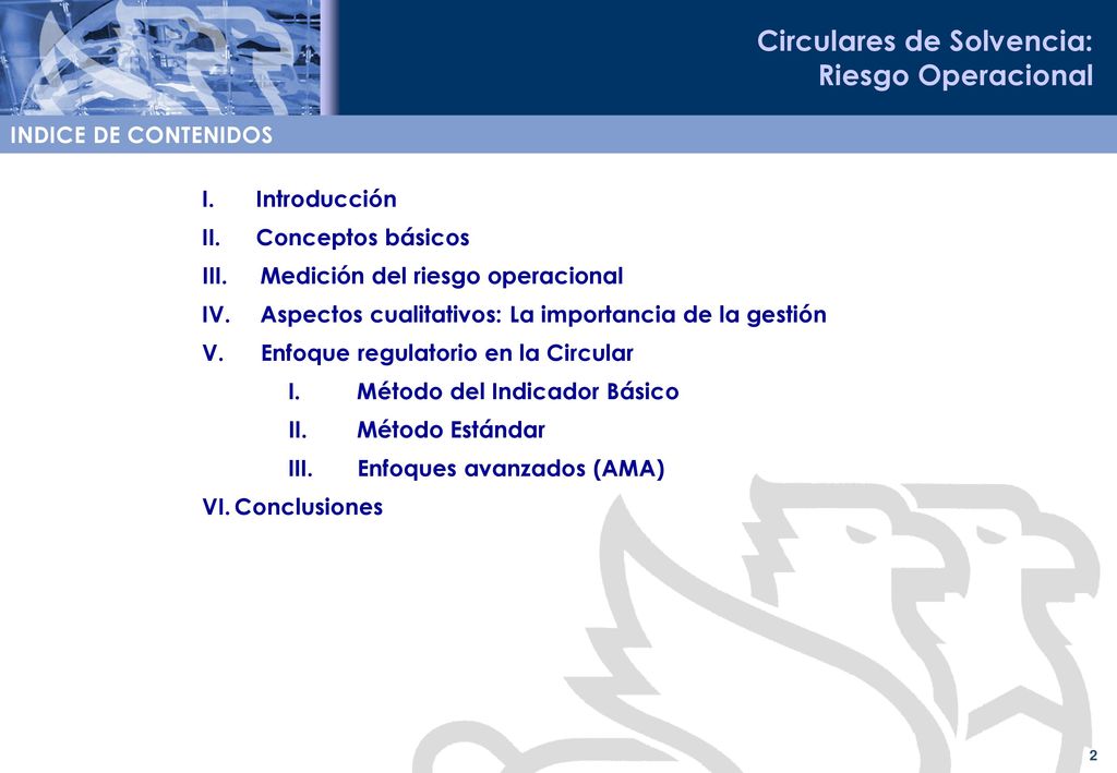 INDICE DE CONTENIDOS Introducción. Conceptos básicos. Medición del riesgo operacional. Aspectos cualitativos: La importancia de la gestión.