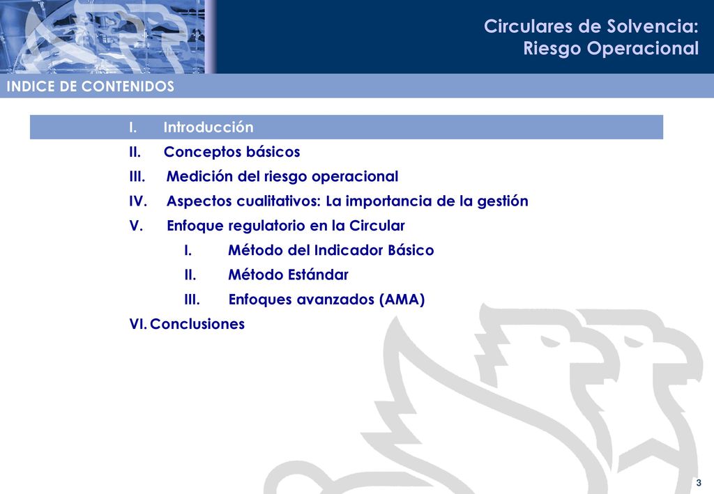 INDICE DE CONTENIDOS Introducción. Conceptos básicos. Medición del riesgo operacional. Aspectos cualitativos: La importancia de la gestión.
