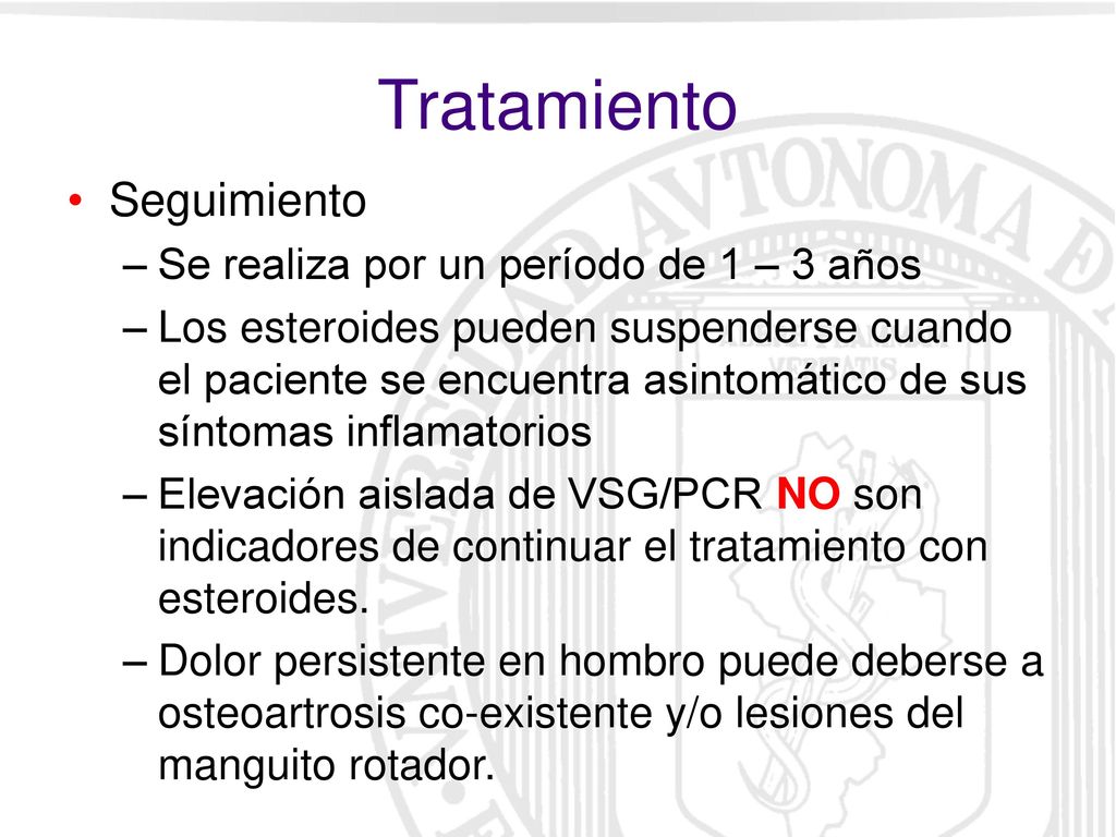 Tratamiento Seguimiento Se realiza por un período de 1 – 3 años