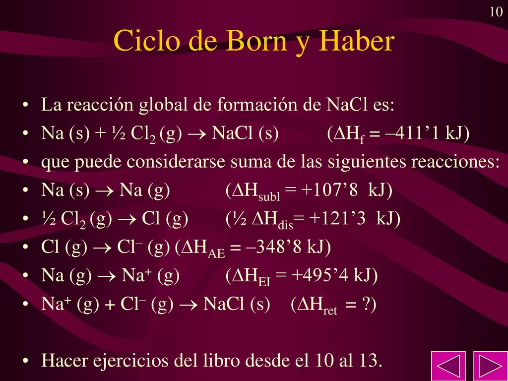 Ciclo de Born y Haber La reacción global de formación de NaCl es: