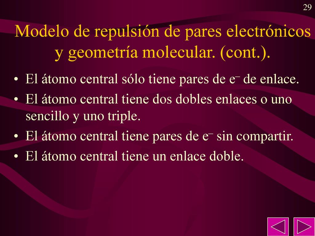 Modelo de repulsión de pares electrónicos y geometría molecular. (cont