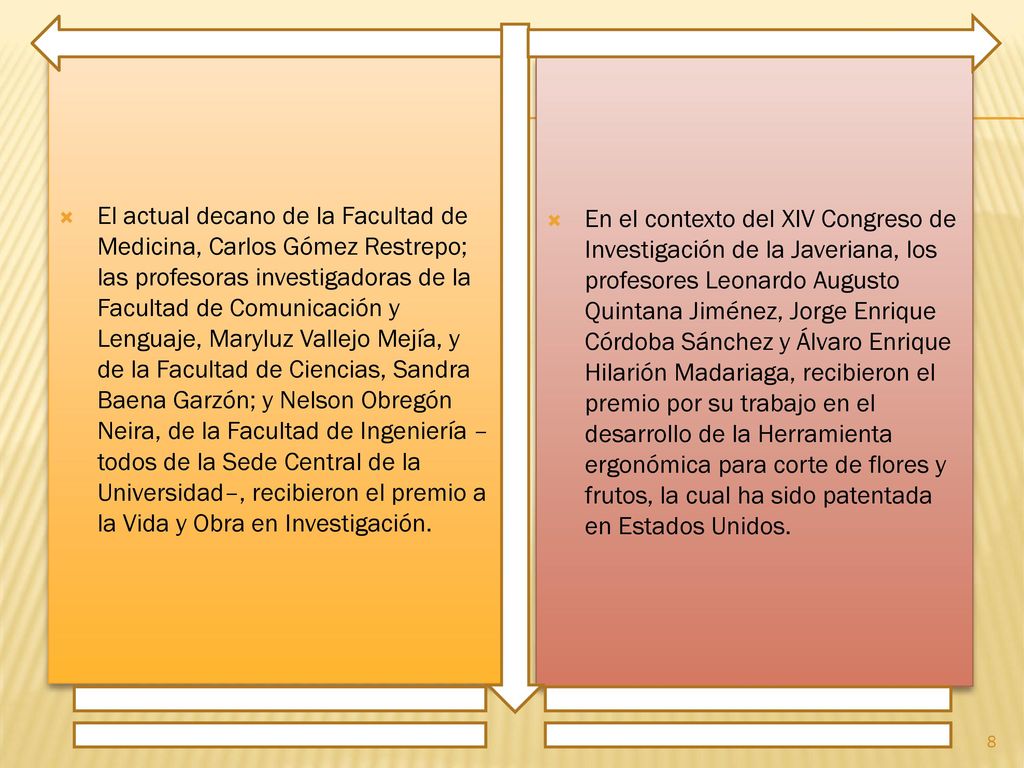 El actual decano de la Facultad de Medicina, Carlos Gómez Restrepo; las profesoras investigadoras de la Facultad de Comunicación y Lenguaje, Maryluz Vallejo Mejía, y de la Facultad de Ciencias, Sandra Baena Garzón; y Nelson Obregón Neira, de la Facultad de Ingeniería –todos de la Sede Central de la Universidad–, recibieron el premio a la Vida y Obra en Investigación.