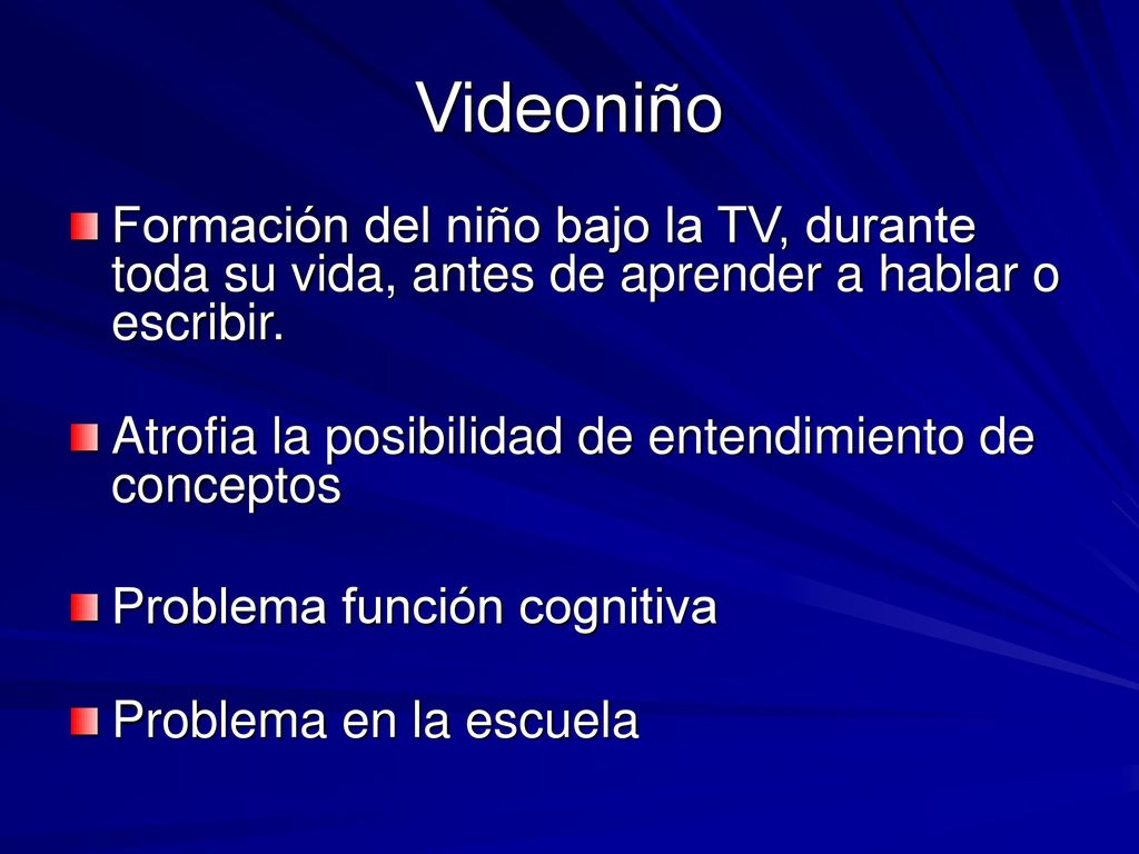 Videoniño Formación del niño bajo la TV, durante toda su vida, antes de aprender a hablar o escribir.