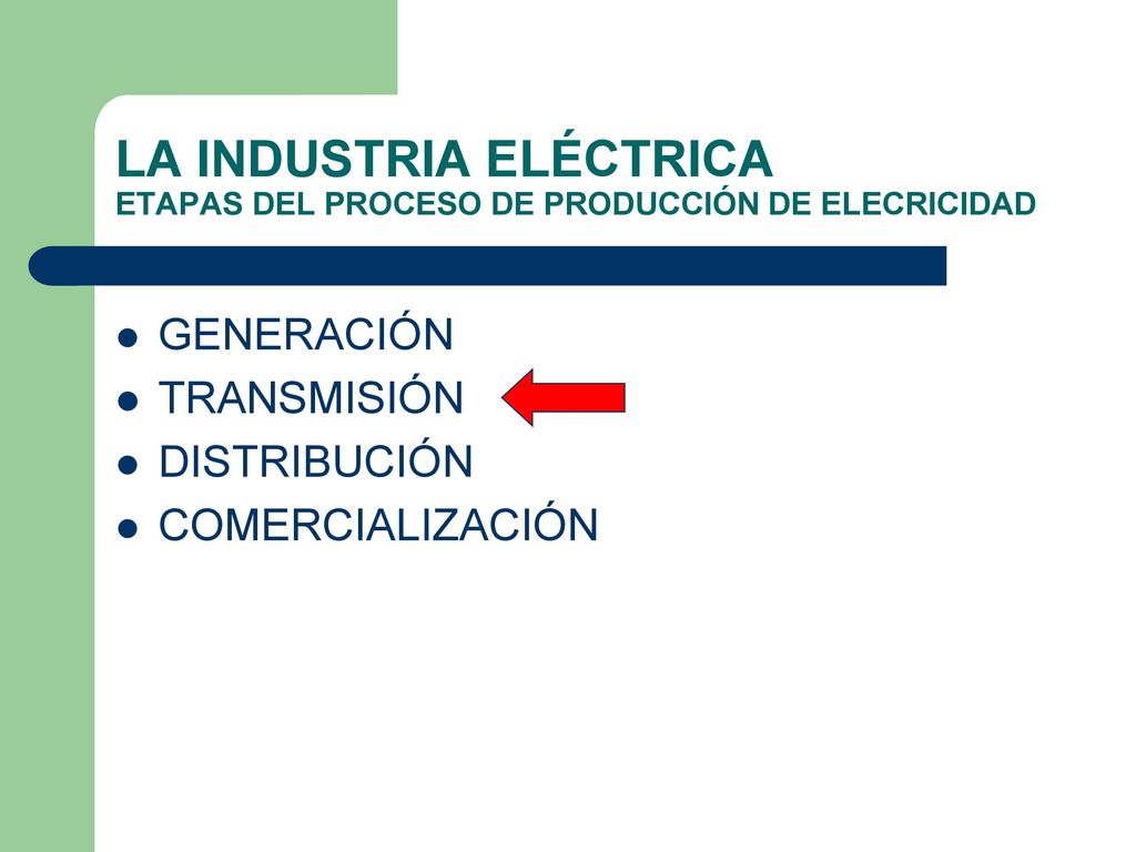 LA INDUSTRIA ELÉCTRICA ETAPAS DEL PROCESO DE PRODUCCIÓN DE ELECRICIDAD