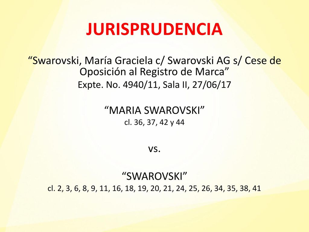 JURISPRUDENCIA Swarovski, María Graciela c/ Swarovski AG s/ Cese de Oposición al Registro de Marca