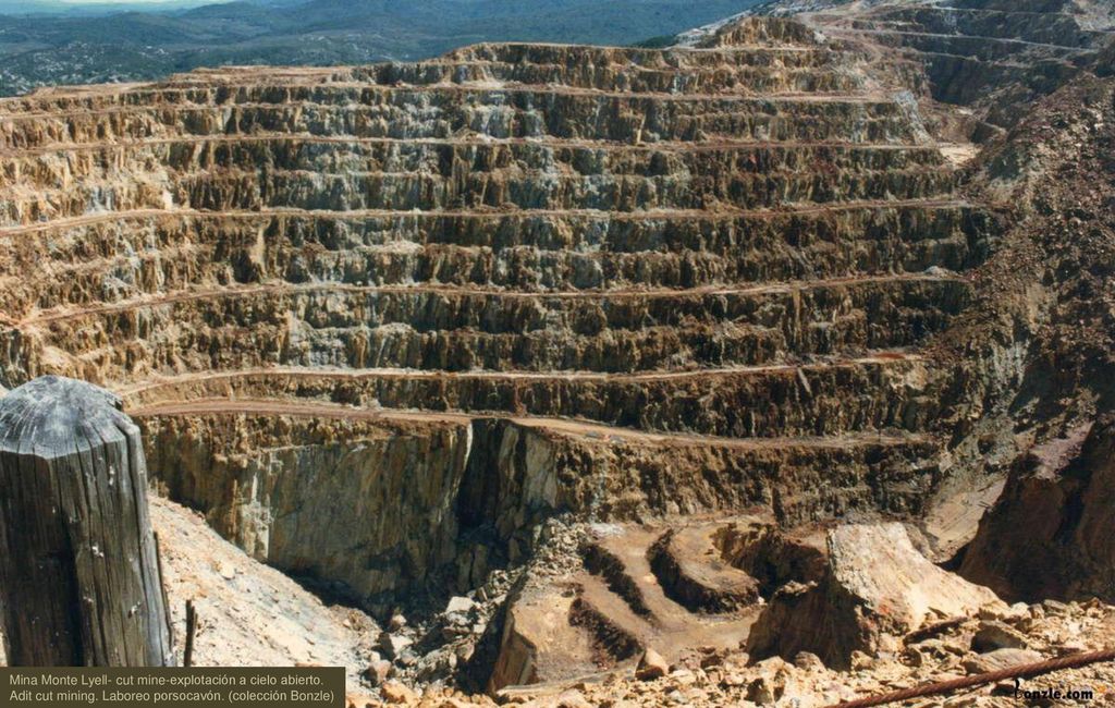Mina Monte Lyell- cut mine-explotación a cielo abierto. Adit cut mining. Laboreo porsocavón. (colección Bonzle)