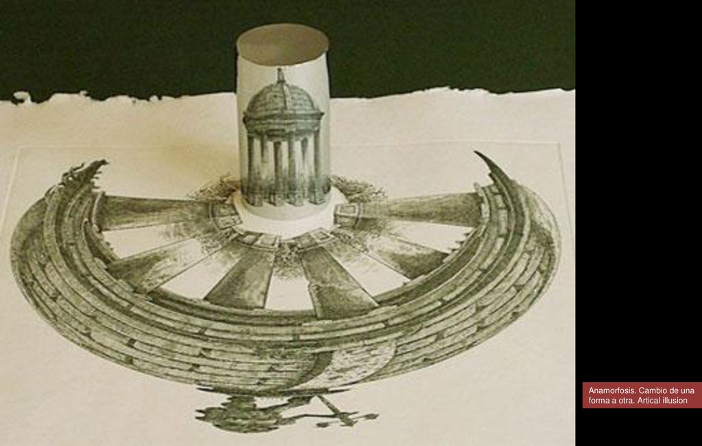 Anamorfosis. Cambio de una forma a otra. Artical illusion