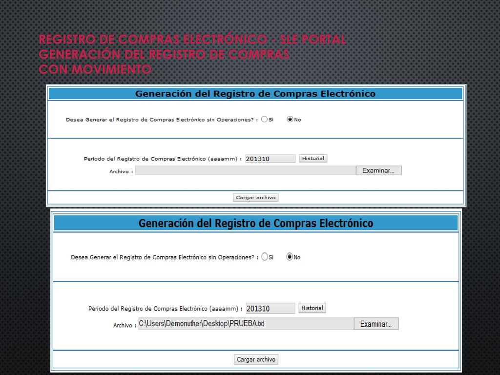 REGISTRO DE COMPRAS ELECTRÓNICO - SLE PORTAL GENERACIÓN DEL REGISTRO DE COMPRAS CON MOVIMIENTO
