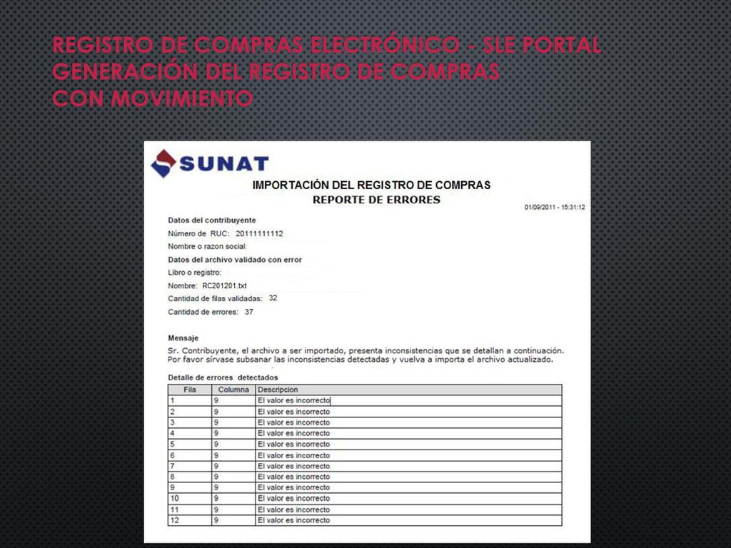 REGISTRO DE COMPRAS ELECTRÓNICO - SLE PORTAL GENERACIÓN DEL REGISTRO DE COMPRAS CON MOVIMIENTO
