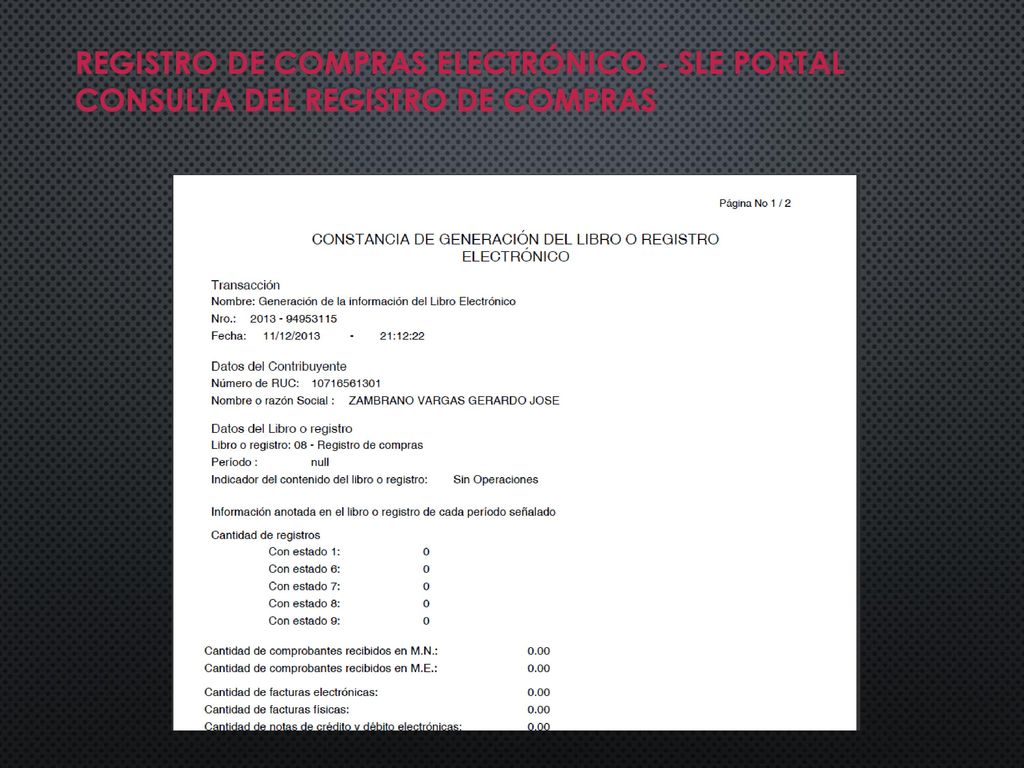 REGISTRO DE COMPRAS ELECTRÓNICO - SLE PORTAL CONSULTA DEL REGISTRO DE COMPRAS