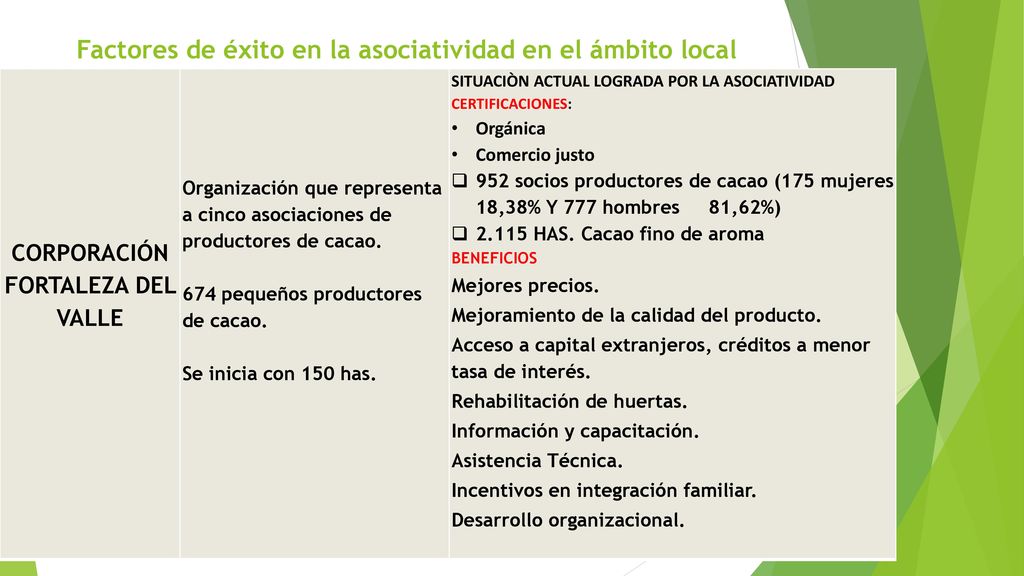Factores de éxito en la asociatividad en el ámbito local