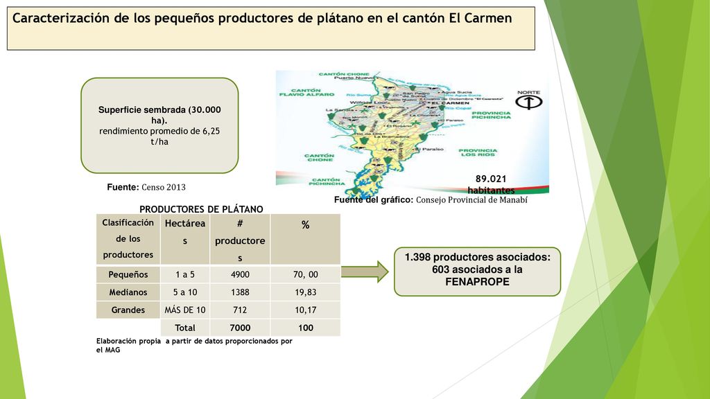 Caracterización de los pequeños productores de plátano en el cantón El Carmen