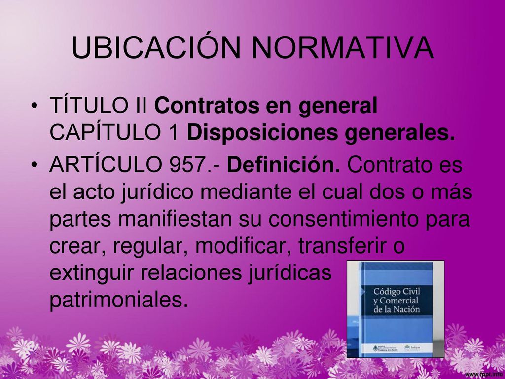 UBICACIÓN NORMATIVA TÍTULO II Contratos en general CAPÍTULO 1 Disposiciones generales.