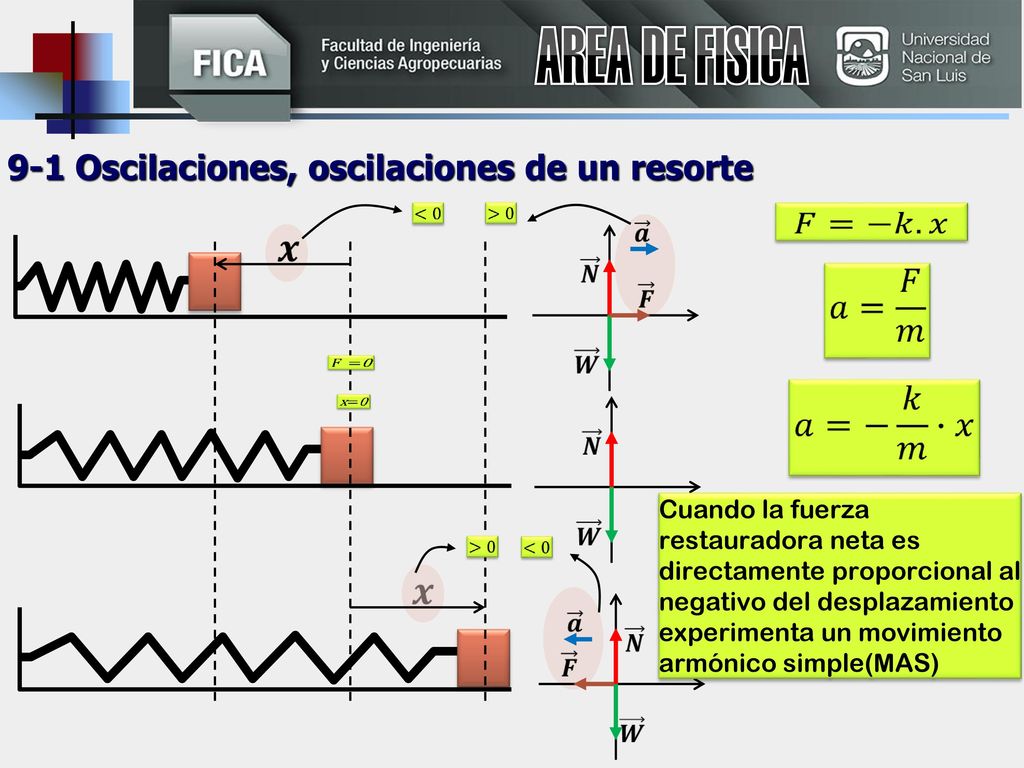 AREA DE FISICA 9-1 Oscilaciones, oscilaciones de un resorte