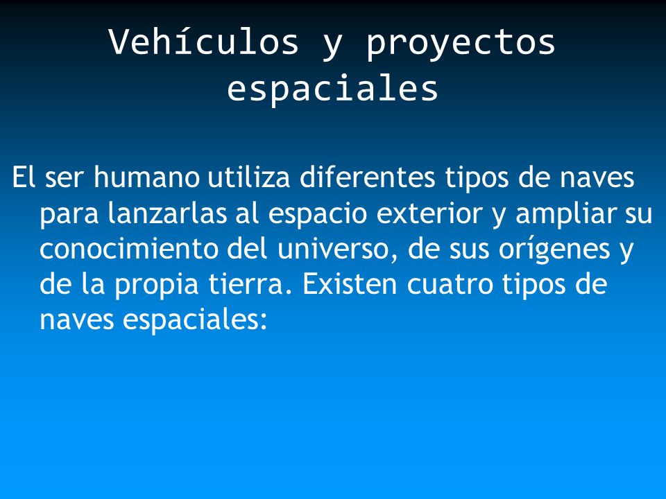 Vehículos y proyectos espaciales