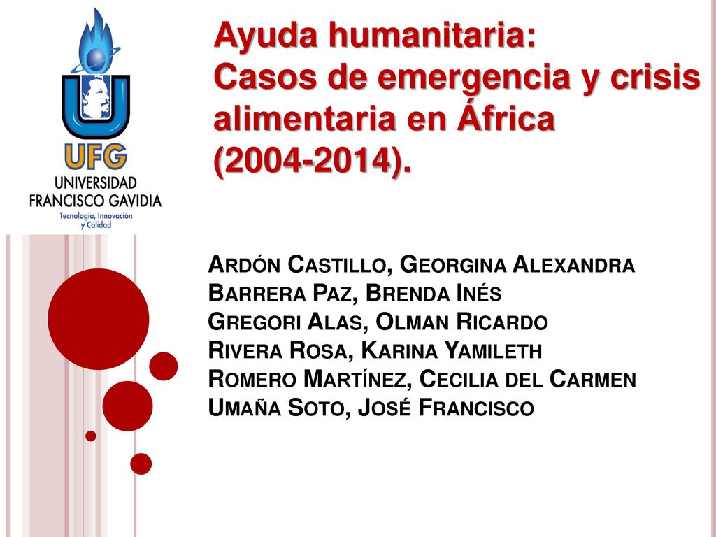Ayuda humanitaria: Casos de emergencia y crisis alimentaria en África ( ).