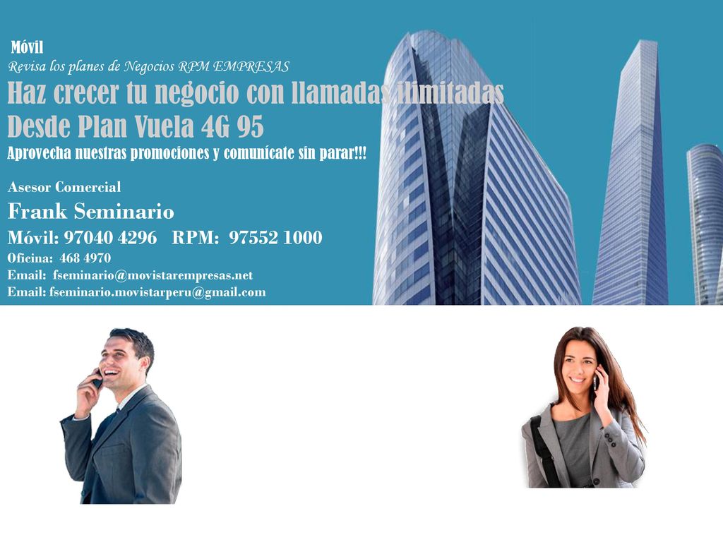 Haz crecer tu negocio con llamadas ilimitadas Desde Plan Vuela 4G 95