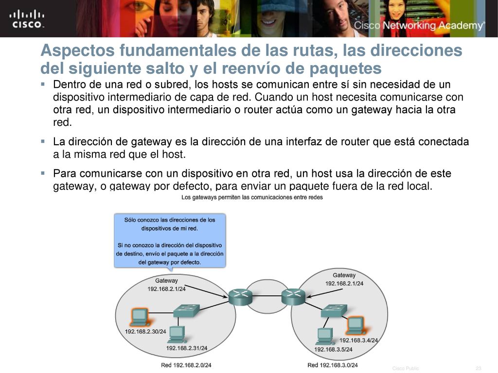 Aspectos fundamentales de las rutas, las direcciones del siguiente salto y el reenvío de paquetes