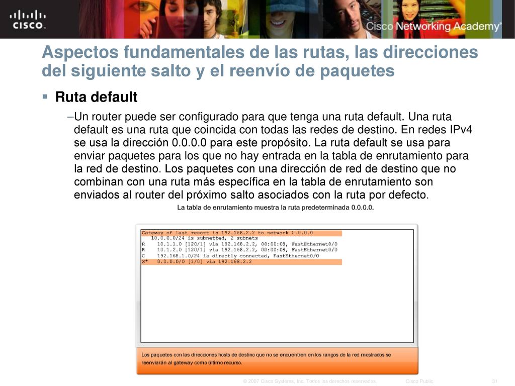 Aspectos fundamentales de las rutas, las direcciones del siguiente salto y el reenvío de paquetes