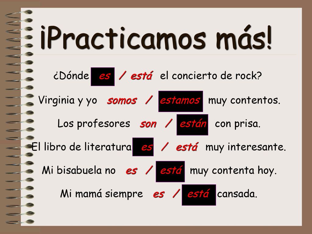 ¡Practicamos más! ¿Dónde es / está el concierto de rock