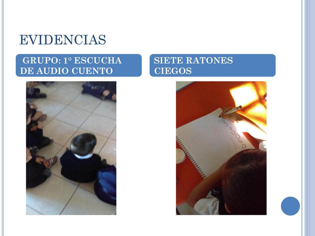 EVIDENCIAS GRUPO: 1° ESCUCHA DE AUDIO CUENTO SIETE RATONES CIEGOS