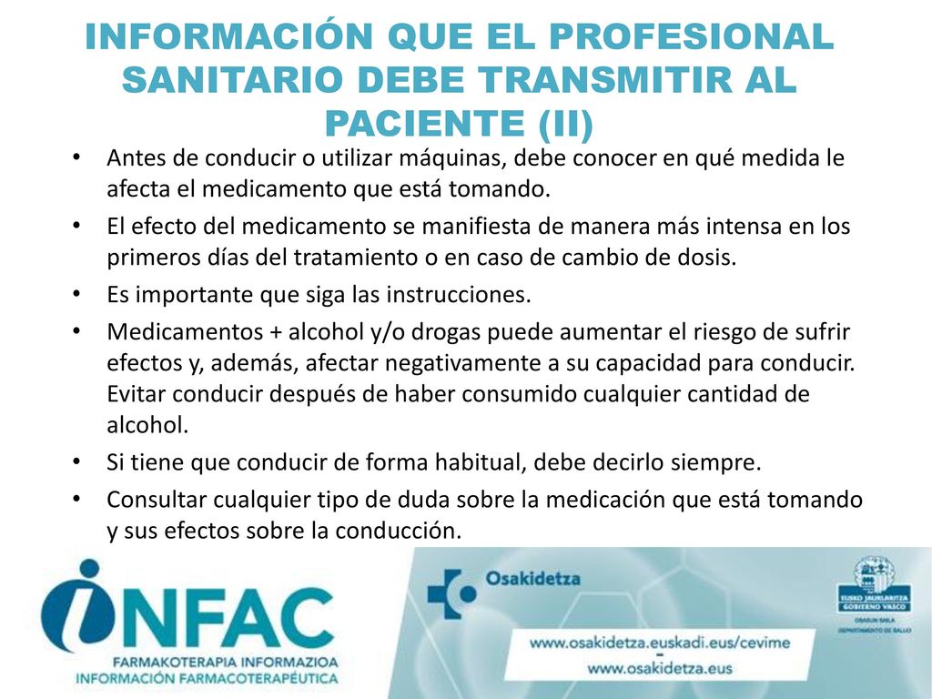 INFORMACIÓN QUE EL PROFESIONAL SANITARIO DEBE TRANSMITIR AL PACIENTE (II)