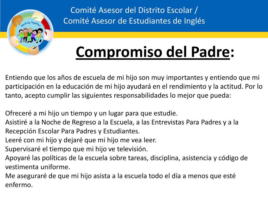 Comité Asesor del Distrito Escolar / Comité Asesor de Estudiantes de Inglés