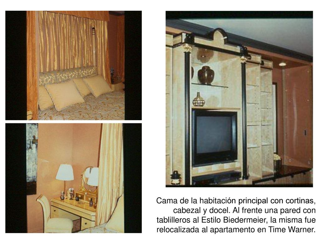 Cama de la habitación principal con cortinas,