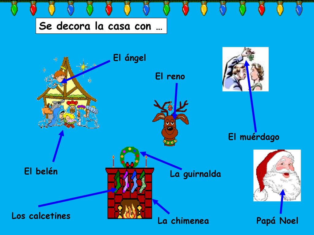 Se decora la casa con … El ángel El reno El muérdago El belén