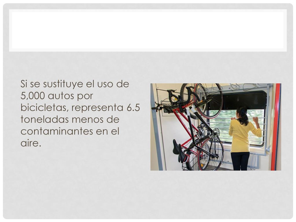 Si se sustituye el uso de 5,000 autos por bicicletas, representa 6