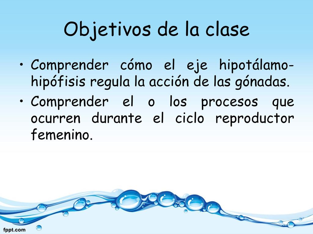 Objetivos de la clase Comprender cómo el eje hipotálamo-hipófisis regula la acción de las gónadas.