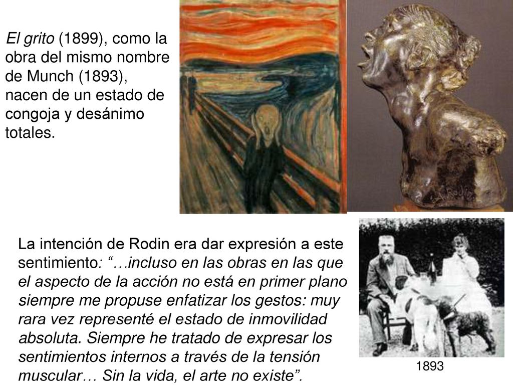 El grito (1899), como la obra del mismo nombre de Munch (1893), nacen de un estado de congoja y desánimo totales.