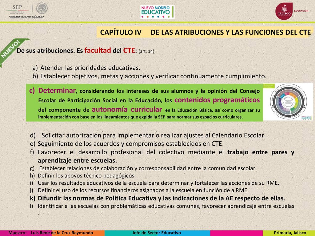 CAPÍTULO IV DE LAS ATRIBUCIONES Y LAS FUNCIONES DEL CTE