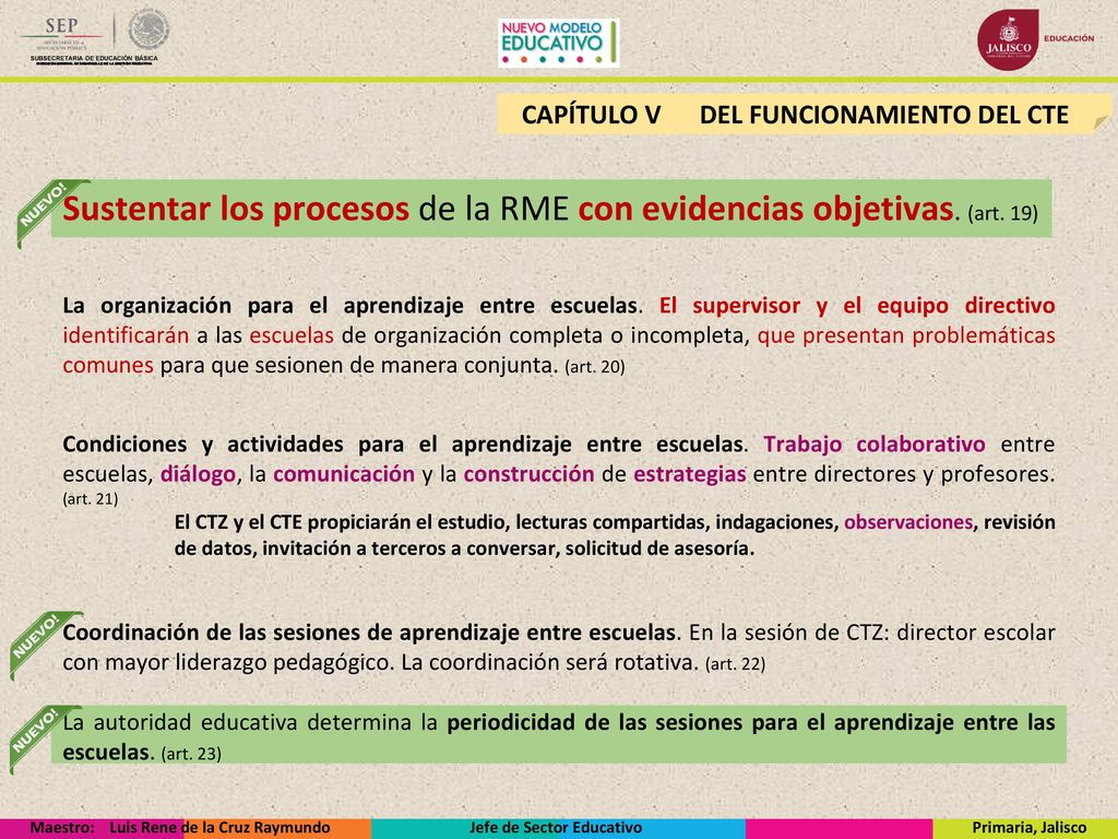 Sustentar los procesos de la RME con evidencias objetivas. (art. 19)