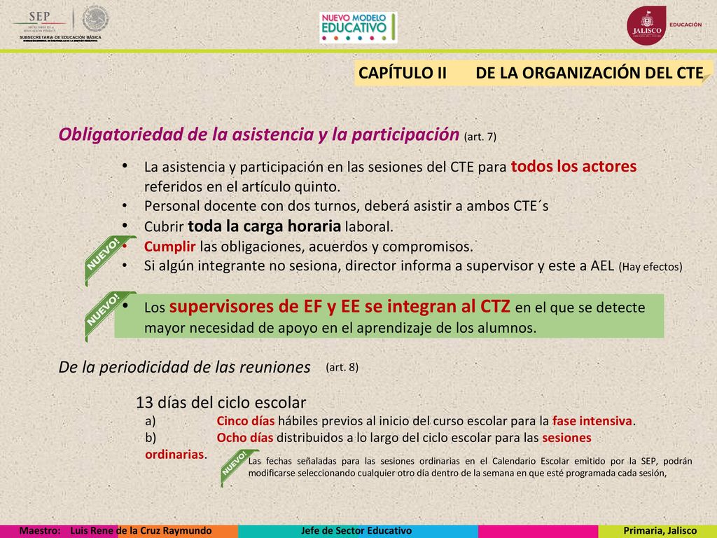 Obligatoriedad de la asistencia y la participación (art. 7)
