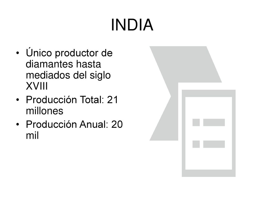 INDIA Único productor de diamantes hasta mediados del siglo XVIII