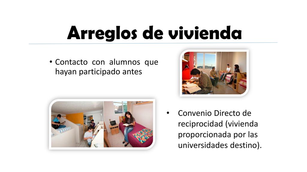 Arreglos de vivienda Contacto con alumnos que hayan participado antes