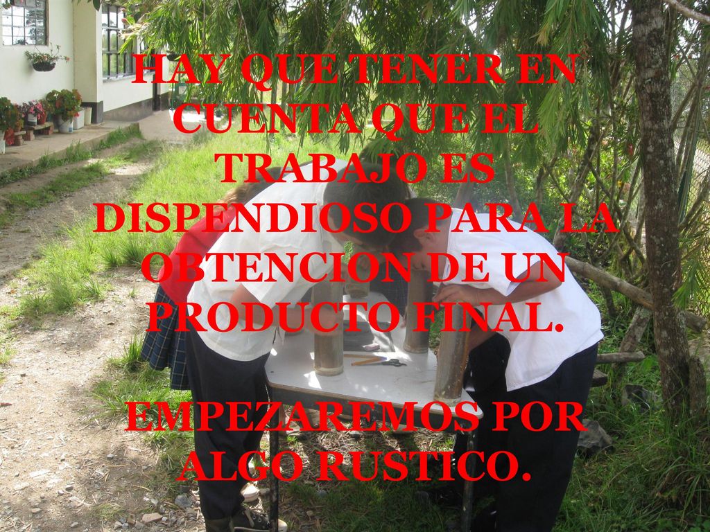 HAY QUE TENER EN CUENTA QUE EL TRABAJO ES DISPENDIOSO PARA LA OBTENCION DE UN PRODUCTO FINAL.