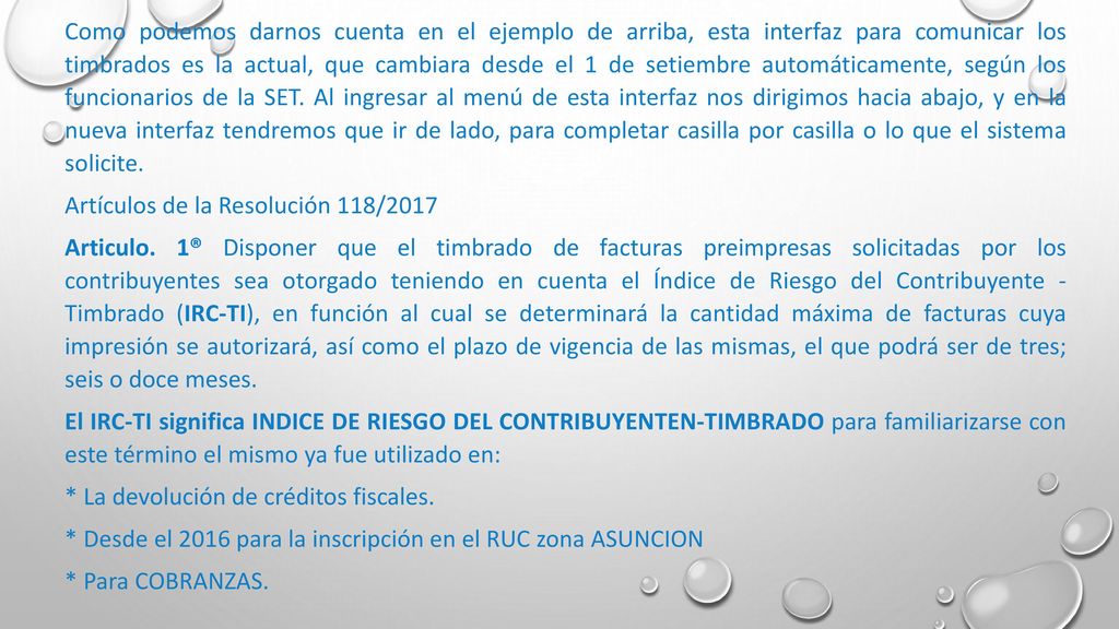 Como podemos darnos cuenta en el ejemplo de arriba, esta interfaz para comunicar los timbrados es la actual, que cambiara desde el 1 de setiembre automáticamente, según los funcionarios de la SET. Al ingresar al menú de esta interfaz nos dirigimos hacia abajo, y en la nueva interfaz tendremos que ir de lado, para completar casilla por casilla o lo que el sistema solicite.