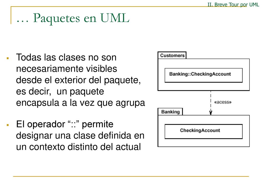 II. Breve Tour por UML … Paquetes en UML.