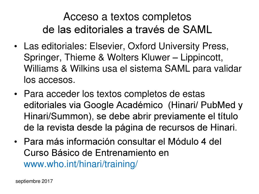 Acceso a textos completos de las editoriales a través de SAML