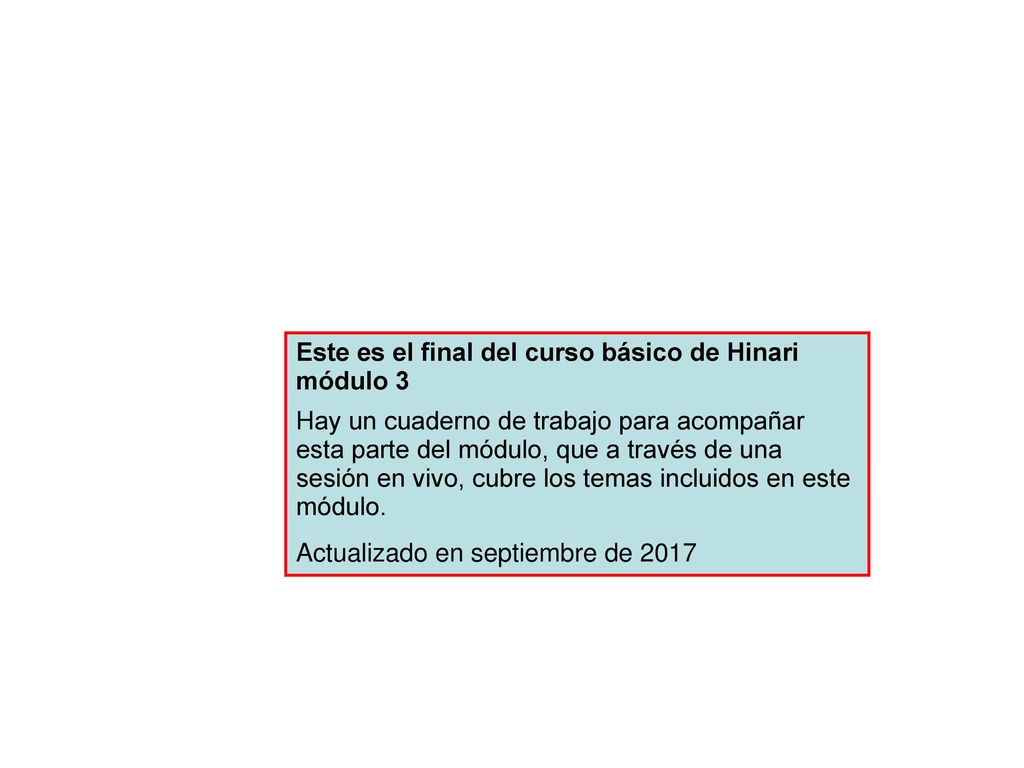 Este es el final del curso básico de Hinari módulo 3